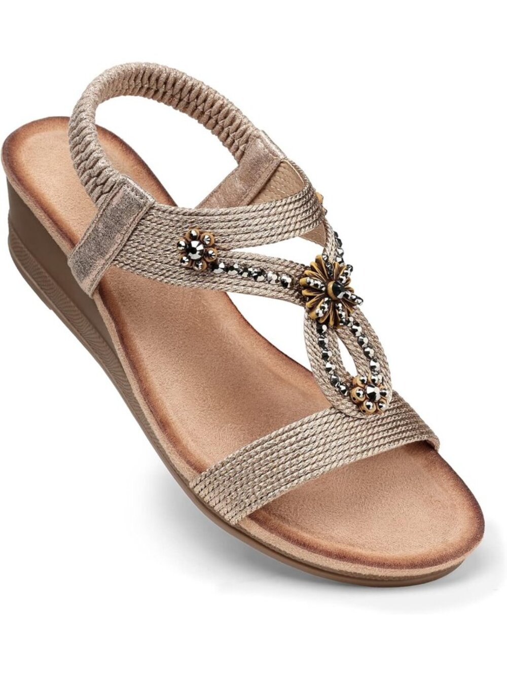 Stylish Women's Dressy Wedge Sandals - Comfortable Low Heels for Summer Wear